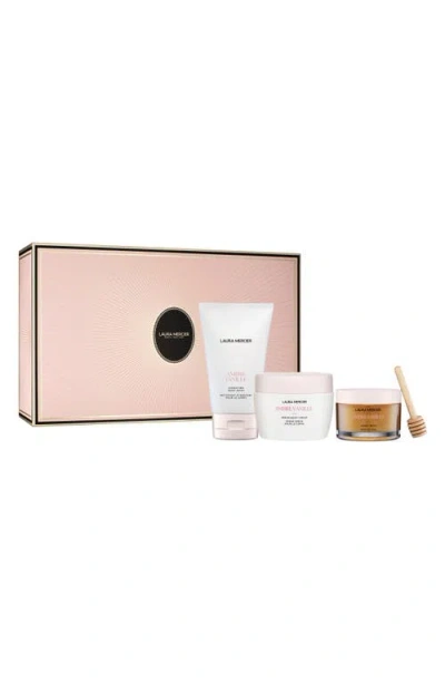 Laura Mercier Delicious & Decadent 3-piece Ambre Vanille Collection $117 Value In Transparent