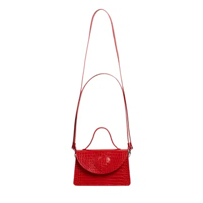Laura Olaru Women's Amelie Red Croco Leather Bag With Heart Attached