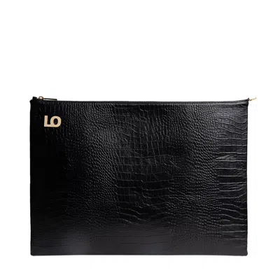 Laura Olaru Women's Black Croco Tassel Maxi Clutch Bag