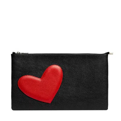 Laura Olaru Women's Black Tassel Clutch Bag With Red Heart Attached