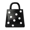 Laura Olaru Women's Black / White Audrey Black Leather Bag With White Dots In Black/white