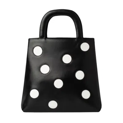 Laura Olaru Women's Black / White Audrey Black Leather Bag With White Dots In Black/white