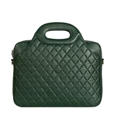 Laura Olaru Women's Fabiola Green Textured-leather Laptop Bag