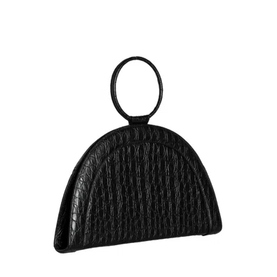 Laura Olaru Women's Fany Maxi Black Croco Leather Bag