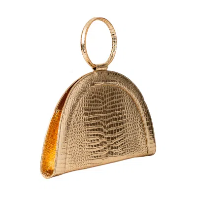 Laura Olaru Women's Fany Maxi Gold Croco Leather Bag