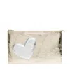 Laura Olaru Women's Gold Tassel Clutch Bag With Silver Heart Attached In Gold