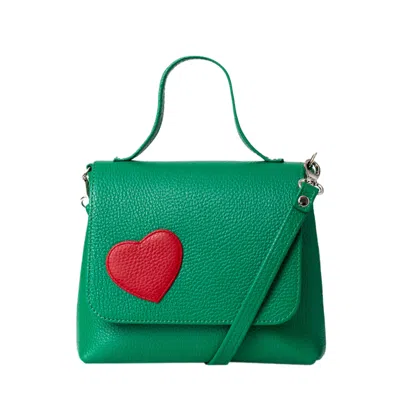 Laura Olaru Women's Green Mini Love Bag With Red Heart Attached