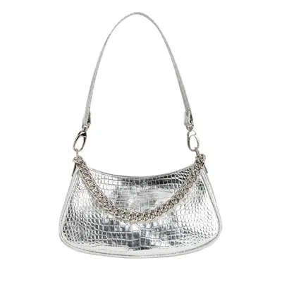 Laura Olaru Women's Jacqueline Silver Croco Leather Bag