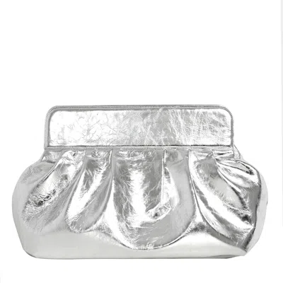 Laura Olaru Women's Linda Silver Leather Maxi Clutch Bag