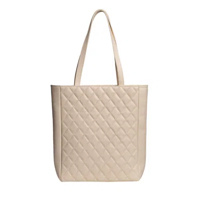 Laura Olaru Women's Neutrals Gianna Quilted Cream Leather Bag In Black/white