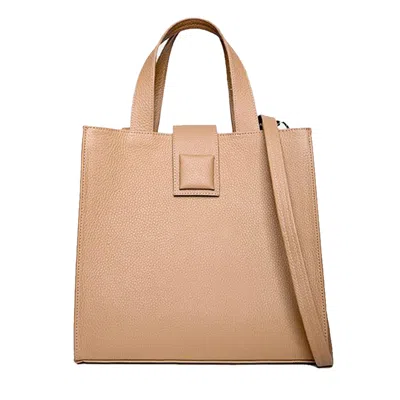 Laura Olaru Women's Neutrals Happy Maxi Nude Leather Bag In Black/brown