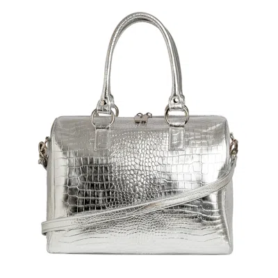 Laura Olaru Women's Odette Croco Silver Leather Mini Travel Bag