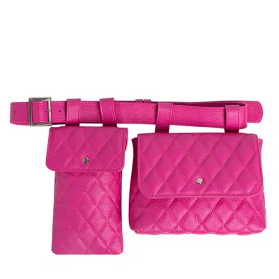 Laura Olaru Women's Pink / Purple Double Emma Quilted Pink Leather Belt Bag In Pink/purple