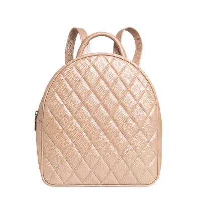 Laura Olaru Women's Pink / Purple Smiley Quilted Pearly Pink Leather Backpack In Pink/purple