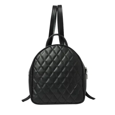 Laura Olaru Women's Smiley Quilted Black Leather Backpack
