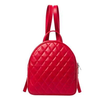 Laura Olaru Women's Smiley Quilted Red Leather Backpack