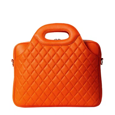 Laura Olaru Women's Yellow / Orange Fabiola Orange Textured-leather Laptop Bag In Yellow/orange