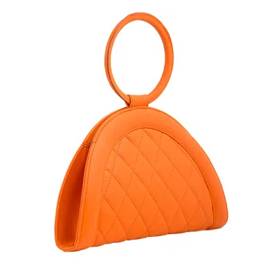 Laura Olaru Women's Yellow / Orange Fany Mini Quilted Orange Leather Bag In Yellow/orange