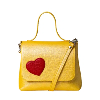 Laura Olaru Women's Yellow / Orange Yellow Mini Love Bag With Red Heart Attached In Yellow/orange