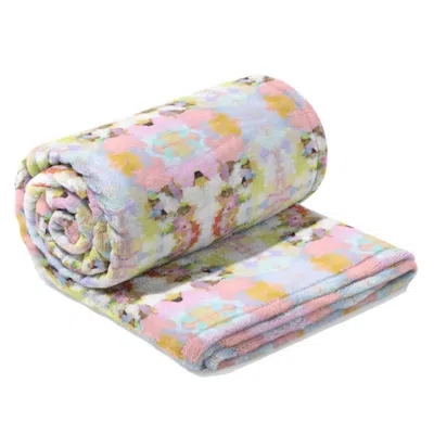 Laura Park Brooks Avenue Fleece Blanket In Pink/blue In Multi