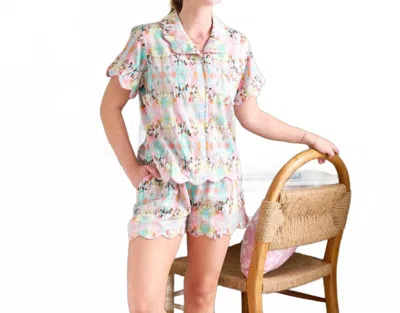Laura Park Brooks Avenue Scalloped Short Pajama Set In Pink Multi
