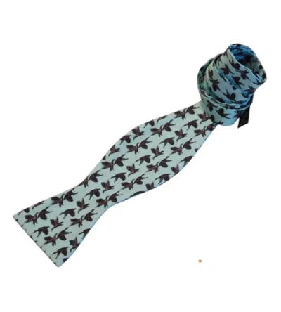 Laura Park Men's Silk Bow Tie In Mallards Aqua In Blue