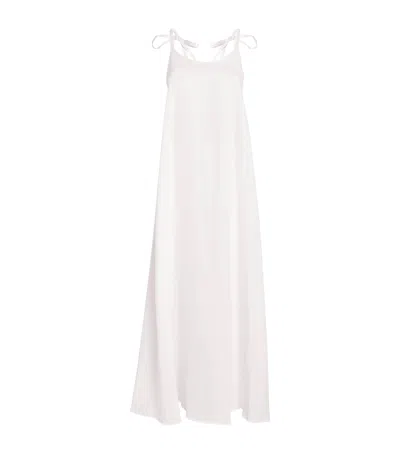 Laura Pitharas Linen Open-back Maxi Dress In White