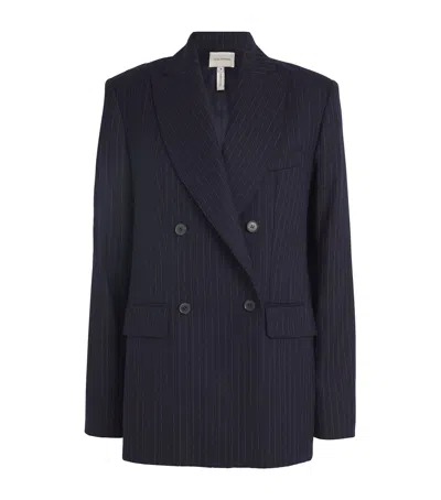 Laura Pitharas Pinstripe Double-breasted Blazer In Navy