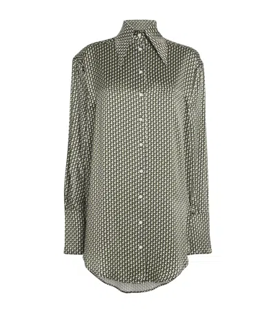 Laura Pitharas Silk Geometric Print Shirt In Green