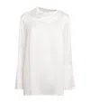 Laura Pitharas Silk Mock-neck Shirt In White