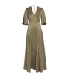 Laura Pitharas Silk Open-back Maxi Dress In Green