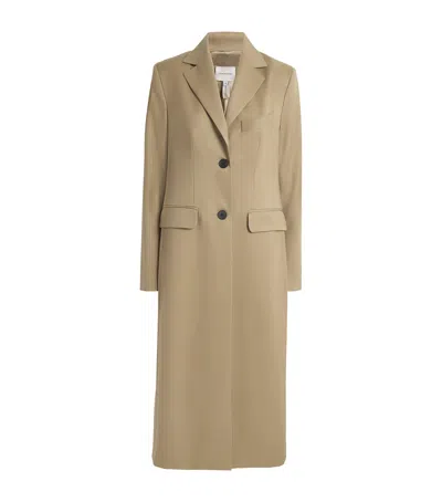 Laura Pitharas Virgin Wool Longline Coat In Brown