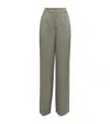 Laura Pitharas Wool Geometric Print Wide-leg Trousers In Green