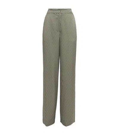Laura Pitharas Wool Geometric Print Wide-leg Trousers In Green