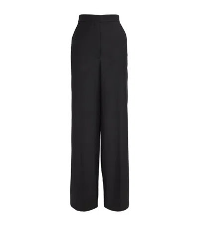 Laura Pitharas Wool Wide-leg Trousers In Black