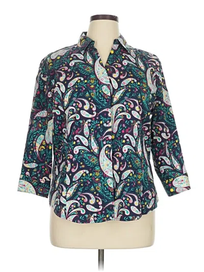 Pre-owned Laura Scott 3/4 Sleeve Blouse In Blue