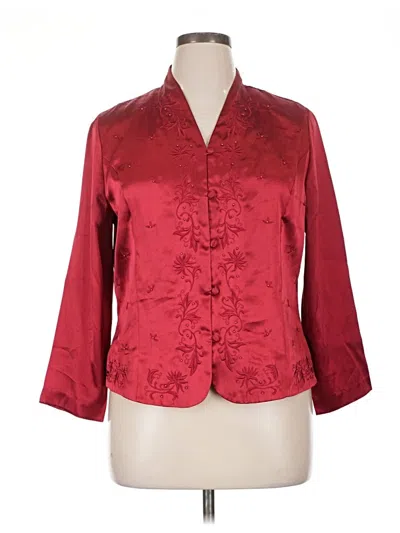 Pre-owned Laura Scott 3/4 Sleeve Blouse In Burgundy