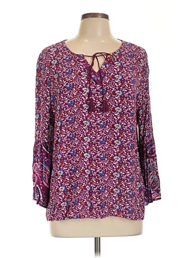 Pre-owned Laura Scott 3/4 Sleeve Blouse In Purple