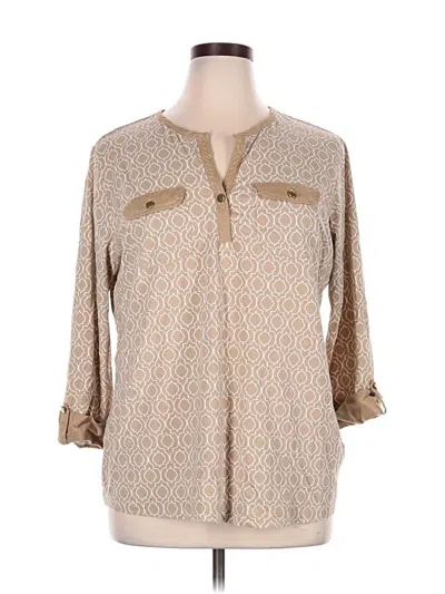 Pre-owned Laura Scott 3/4 Sleeve Blouse In Tan