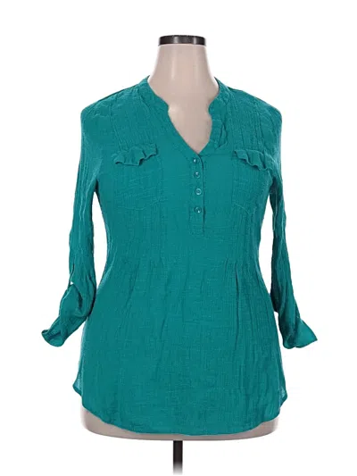 Pre-owned Laura Scott 3/4 Sleeve Blouse In Teal