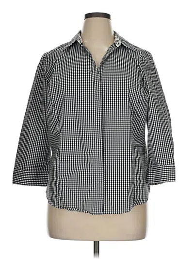 Pre-owned Laura Scott 3/4 Sleeve Button Down Shirt In Black