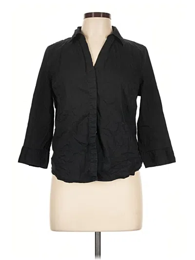 Pre-owned Laura Scott 3/4 Sleeve Button Down Shirt In Black