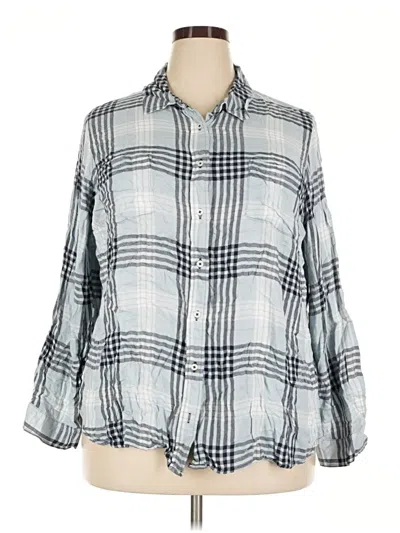 Pre-owned Laura Scott 3/4 Sleeve Button Down Shirt In Gray