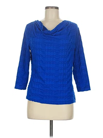 Pre-owned Laura Scott 3/4 Sleeve Top Blue Cowl Neck Tops