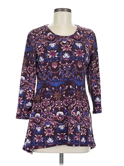 Pre-owned Laura Scott 3/4 Sleeve Top Purple Boatneck Tops