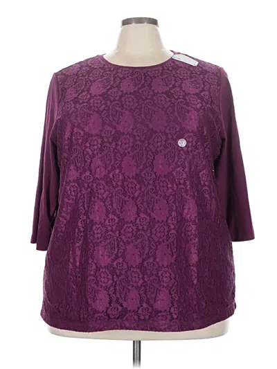 Pre-owned Laura Scott 3/4 Sleeve Top Purple Boatneck Tops