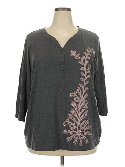 Pre-owned Laura Scott 3/4 Sleeve T-shirt In Gray