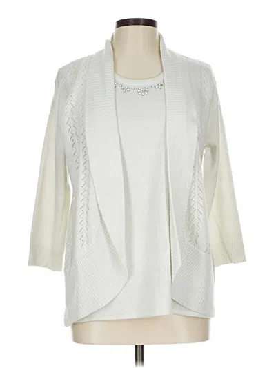 Pre-owned Laura Scott Cardigan Sweater In White