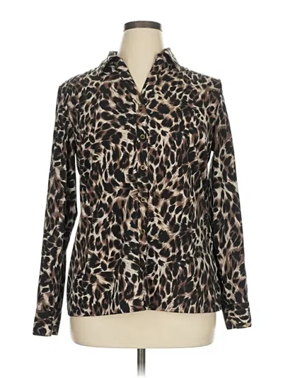 Pre-owned Laura Scott Long Sleeve Blouse In Brown