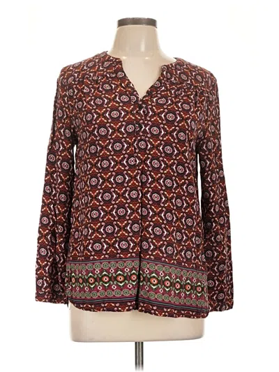 Pre-owned Laura Scott Long Sleeve Blouse In Brown